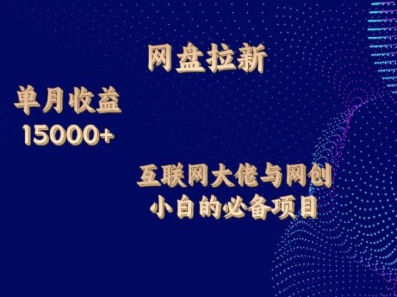 网盘拉新项目,单月收入10000+,互联网大佬与副业小白的必备项目