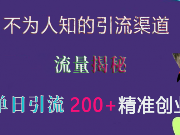 不为人知的引流渠道,流量揭秘,实测单日引流200+精准创业粉